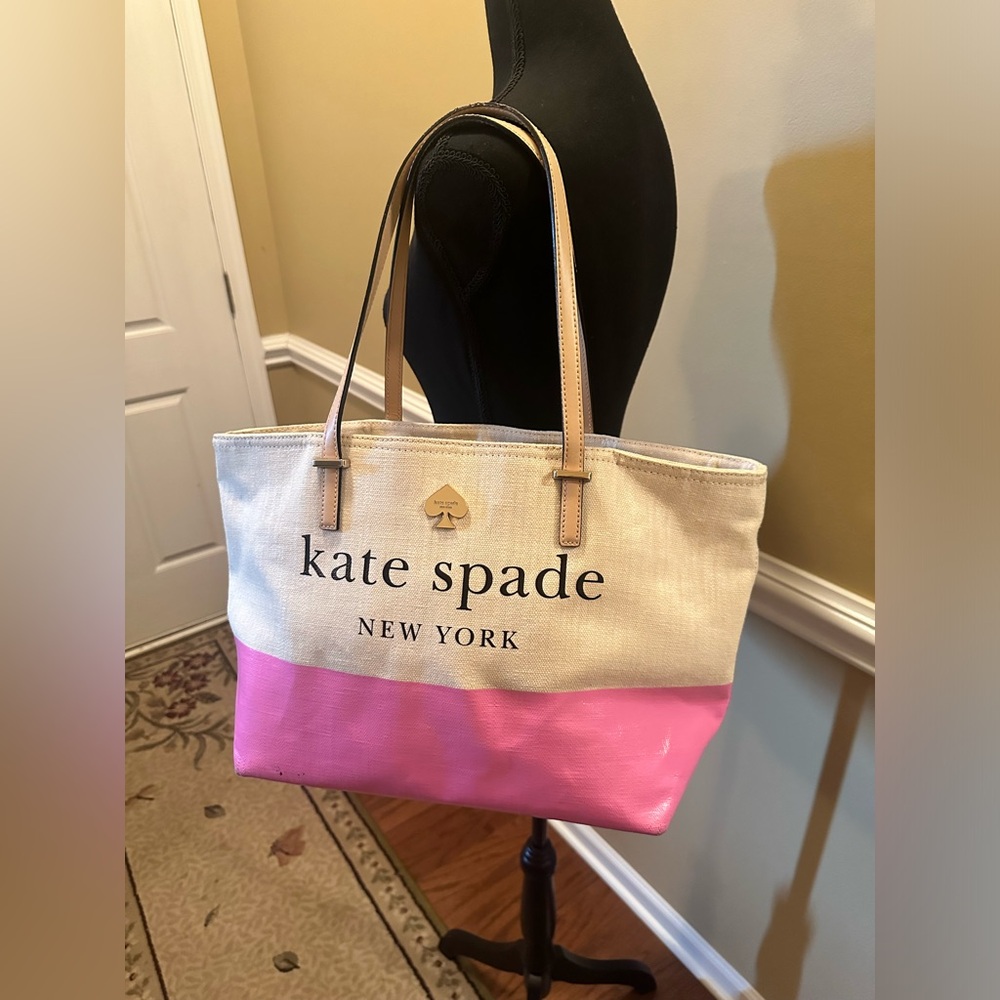 Kate Spade Lott Street Francis Natural/ Pink Tote Bag